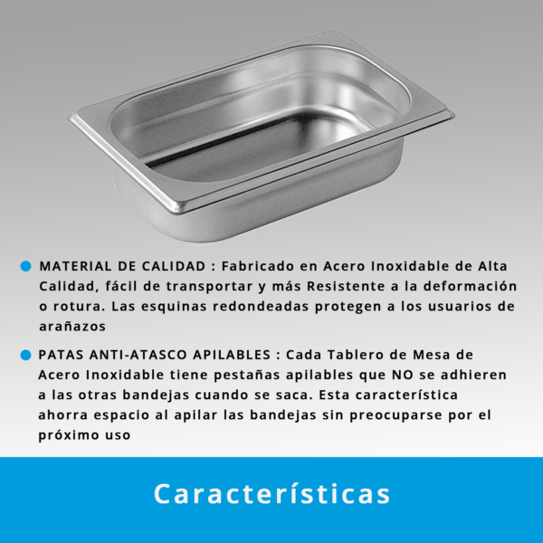 Cubeta Acero Inoxidable GN Gastronorm 1/4 (100 mm) - Imagen 4