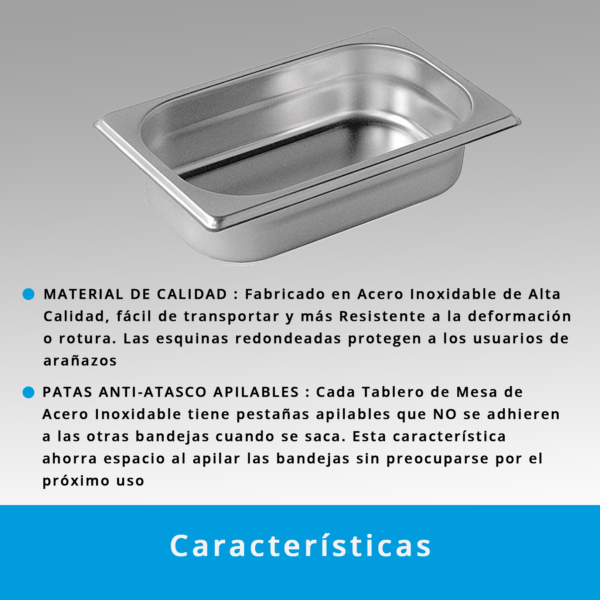 Cubeta Acero Inoxidable GN Gastronorm 1/4 (100 mm) - Imagen 5