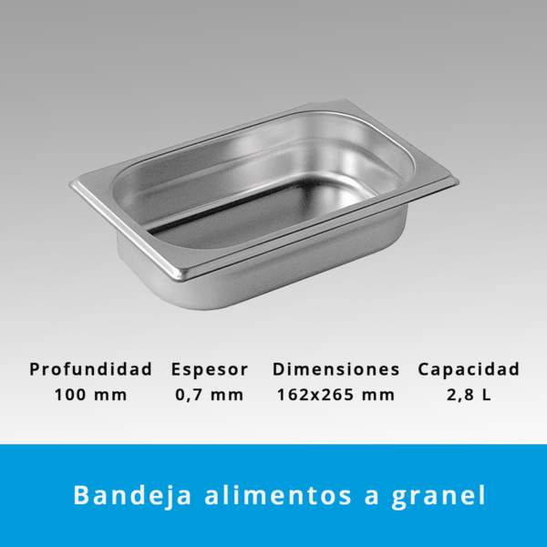 Cubeta Acero Inoxidable GN Gastronorm 1/4 (100 mm) - Imagen 3
