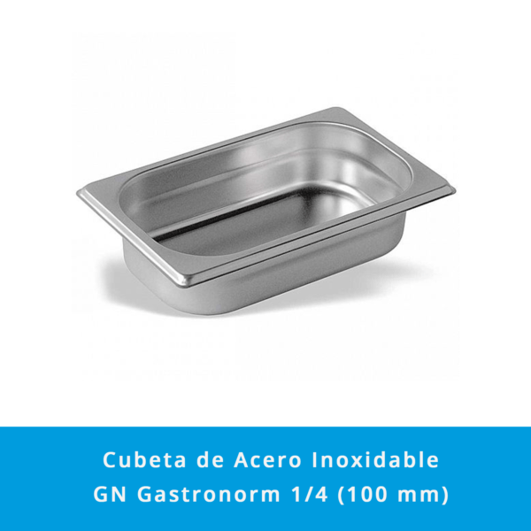 Cubeta Acero Inoxidable GN Gastronorm 1/4 (100 mm) - Imagen 2