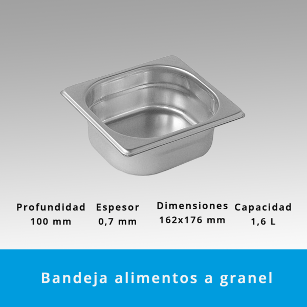 Cubeta Acero Inoxidable GN Gastronorm 1/6 (100 mm) - Imagen 3