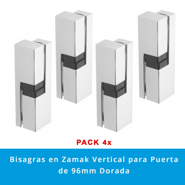 Pack x4 Bisagra Vertical en Zamak Dorado, para Puerta Frigorífica o Neutra de 95 mm - Imagen 2