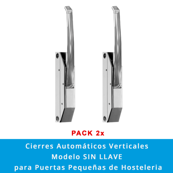 Pack 2 x Manetas de Cierre Automático Vertical | Modelo SIN LLAVE para Puertas Pequeñas Hostelería - Imagen 2