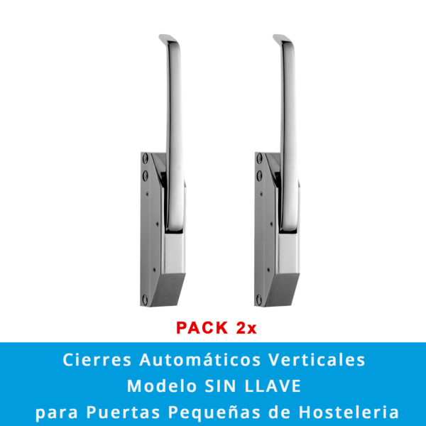 Pack 2 x Manetas con Cierre Automático Vertical | Modelo SIN LLAVE para Puertas Pequeñas - Imagen 2