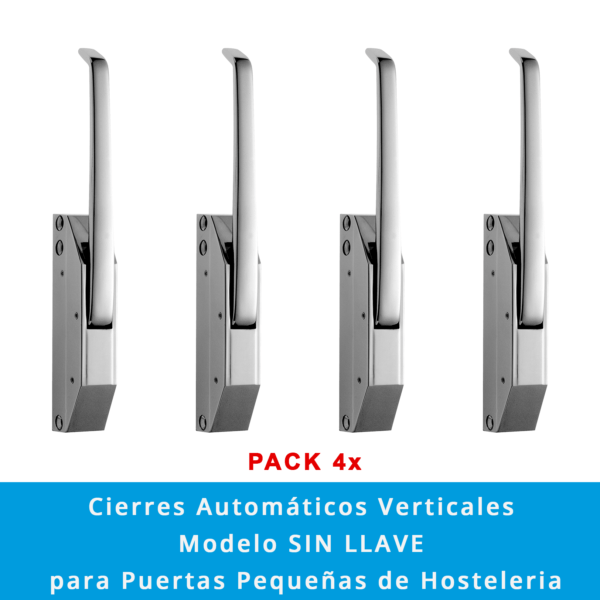 Pack 4 x Manetas con Cierre Automático Vertical | Modelo SIN LLAVE para Puertas Pequeñas - Imagen 2