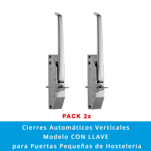 Pack 2 x Manetas con Cierre Automático Vertical | Modelo CON LLAVE para Puertas Pequeñas - Imagen 2
