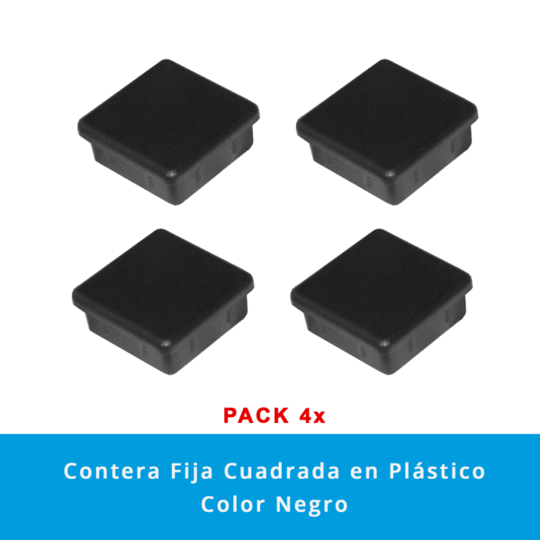 Pack 4 x Conteras Cuadradas Fijas de Plástico | Color Negro | Base de Plástico de 40 x 40mm - Imagen 2