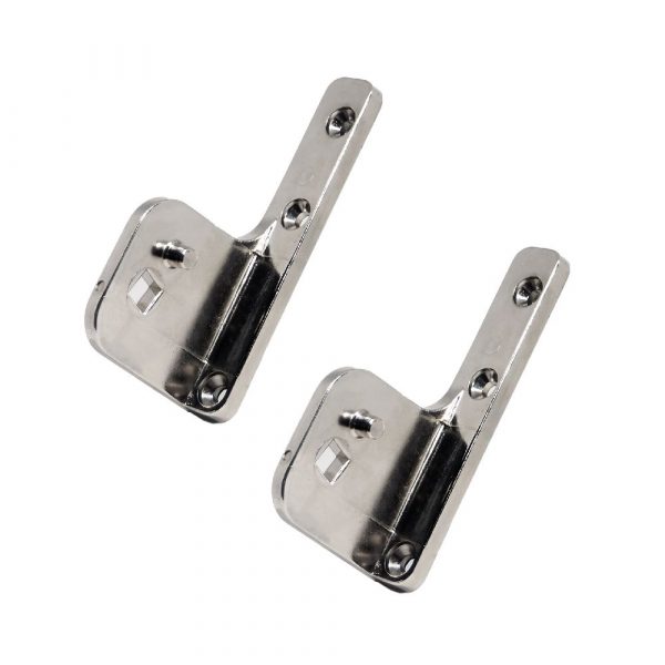 Pack 2 x Soportes para Bisagra Torsión de Pivot en Zamak Niquelado | Fijación Cuadrada