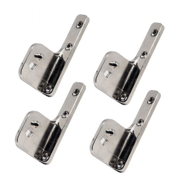 Pack 4 x Soportes para Bisagra de Torsión de Pivot en Zamak Niquelado | Fijación Cuadrada