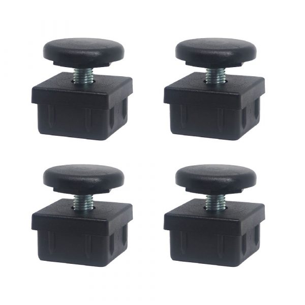 Quickware Pack 4 x Patas Regulables para Tubo (40x40mm) en Poliamida Negra | Elevación máxima (35mm)