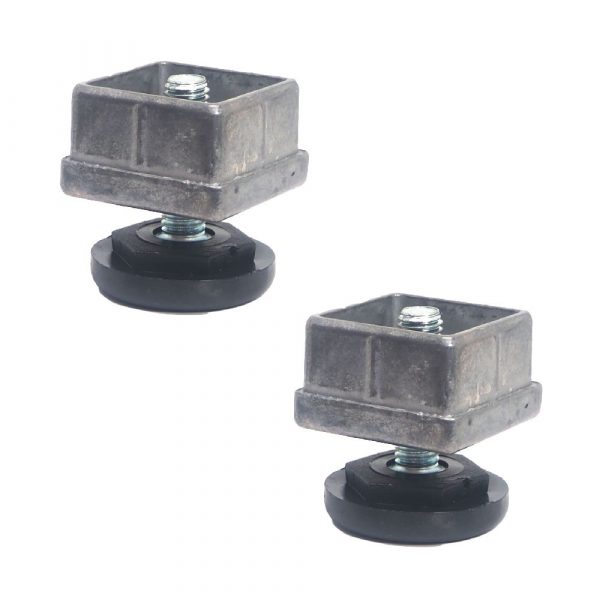 Pack 2 x Patas Regulables para Tubo ( 40x40mm ) | Poliamida Negra y Aluminio
