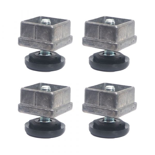 Pack 4 x Patas Regulables para Tubo ( 40x40mm ) | Poliamida Negra  y Aluminio
