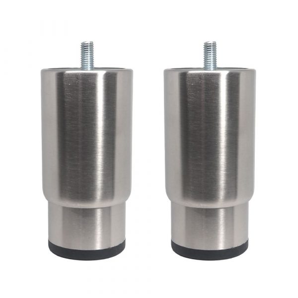 Pack 2 x Patas Regulables Redondas Acero Inoxidable con partes Fija y Móvil Cilíndricas