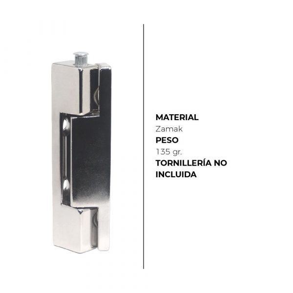 Pack 4 x Bisagras en Zamak Vertical para Puerta de 96mm con acabado Cromado - Imagen 2