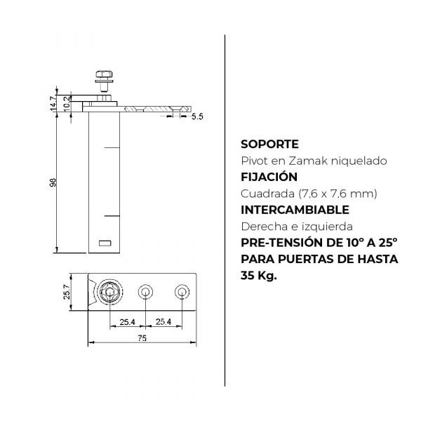 Pack 4 x Bisagras de Torsión con Muelle de Retorno Automático ( 2,8mm de Diámetro ) - Imagen 2